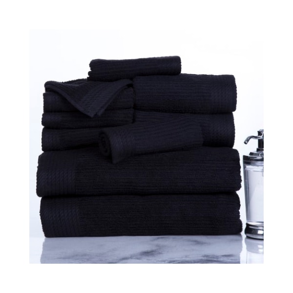 Hastings Home Hastings Home Ribbed 100 Percent Cotton 10 Piece Towel Set - Black 118225KYG - main